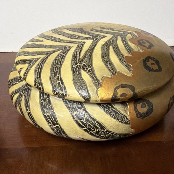 Beautiful Safari Print Porcelain Ceramic Large Round Lidded Bowl Trinket - Picture 12 of 12